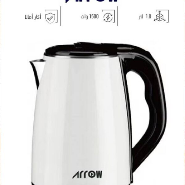 ارو كاتيل كهربائى 1.8 لتر 1500 وات بلاستيك مقاوم للحراره ابيض RO-18LKT