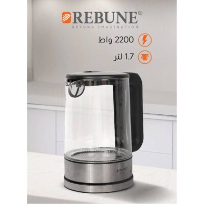 ريبون غلاية زجاج 1.7 لتر 2200 واط سلفر RE-1-119