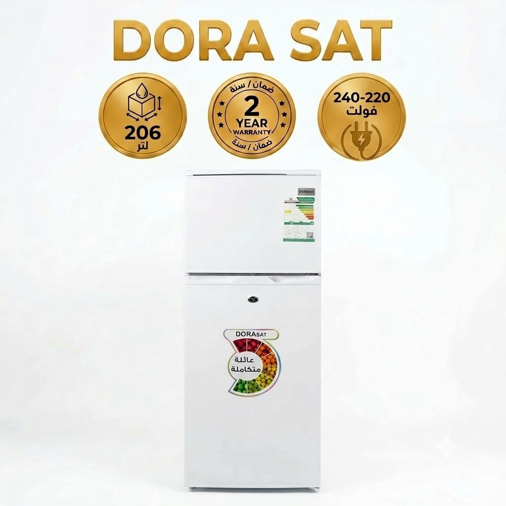 054aeeb4-a1e0-48d1-bbef-4afcc1fb9316 دورا سات ثلاجة بابين 7.3 قدم ثلج ابيض DS210DF - الصورة 1