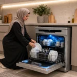 ⁦ميديا غسالة صحون 12 مكان 6 برامج 2 رف سلفر WQP125201CSEG⁩ - الصورة ⁦4⁩