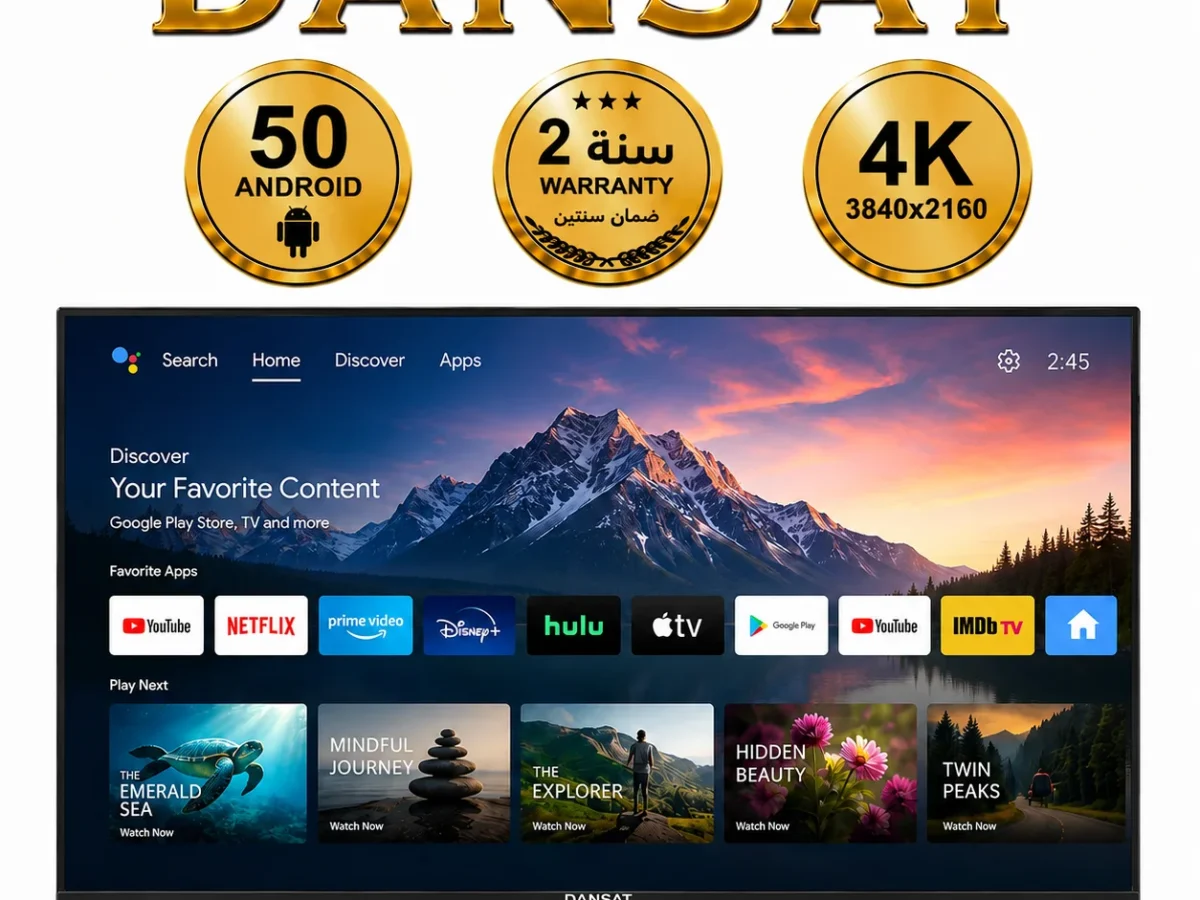 دانسات شاشه مقاس 50 بوصه 4k سمارت اندرويد DTD50BU