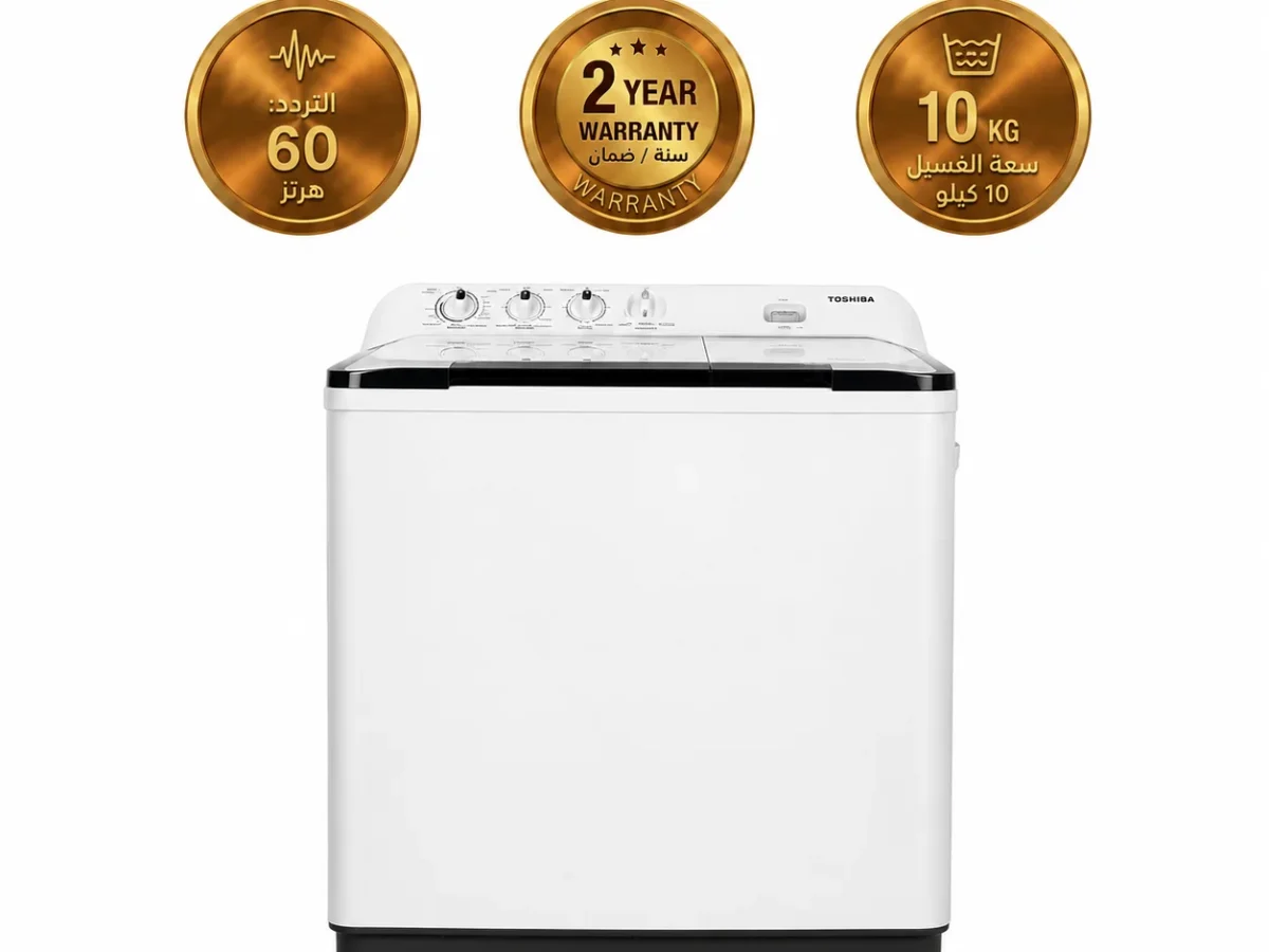 توشيبا غسالة حوضين 10 كيلو ابيض * اسود VH-K110WBB