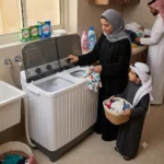 ⁦دانسات غسالة حوضين 5 كيلو ابيض بغطاء اسود DAN5TW⁩ - الصورة ⁦4⁩