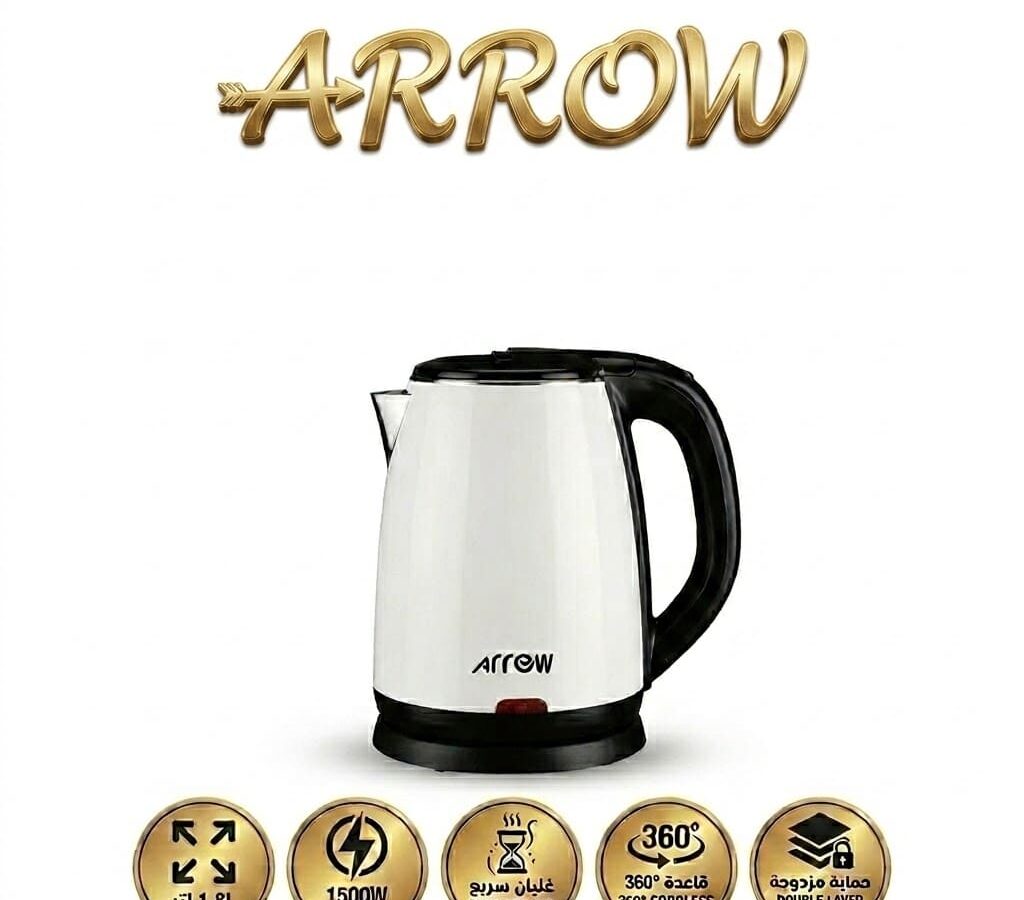ارو كاتيل كهربائى 1.8 لتر 1500 وات بلاستيك مقاوم للحراره ابيض RO-18LKT