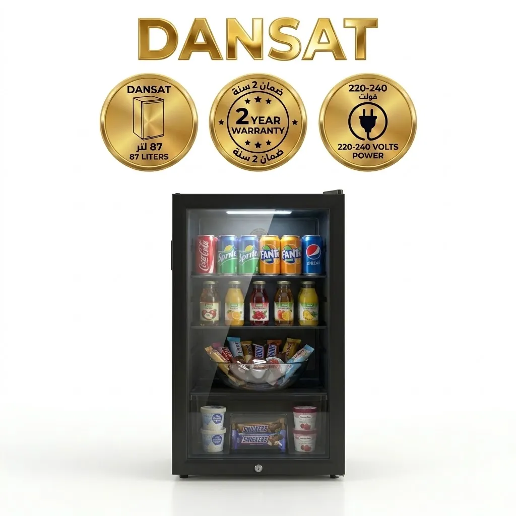 دانسات ثلاجة عرض مع فريزر - 3.07 قدم - 87 لتر - إضاءة داخلية - أسود - DAN180SC
