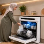 ⁦ميديا غسالة صحون 12 مكان 6 برامج 2 رف ابيض WQP125201CWEG⁩ - الصورة ⁦4⁩