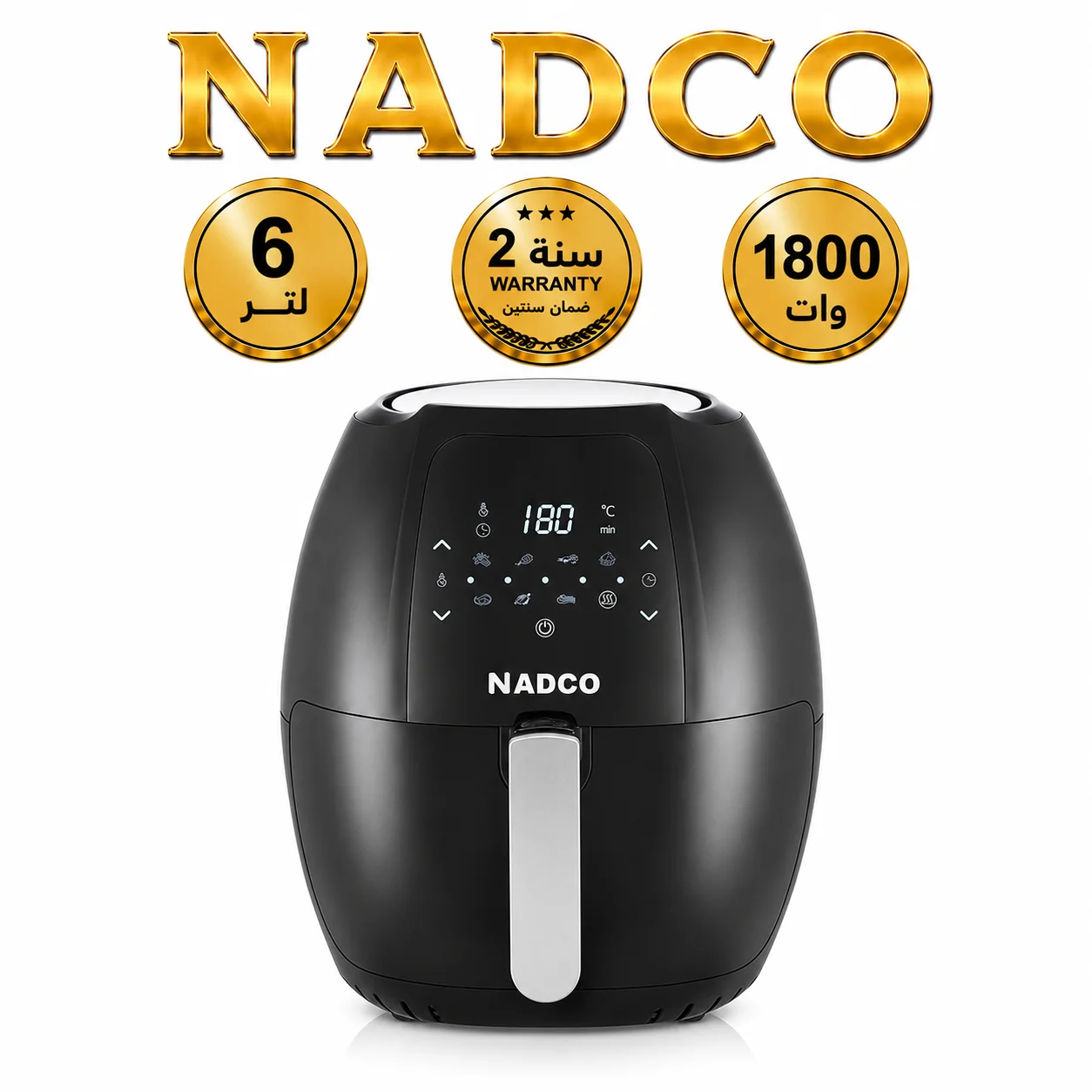 نادكو قلاية هوائية رقمية 1800 وات 6 لتر اسود NC-601AFD