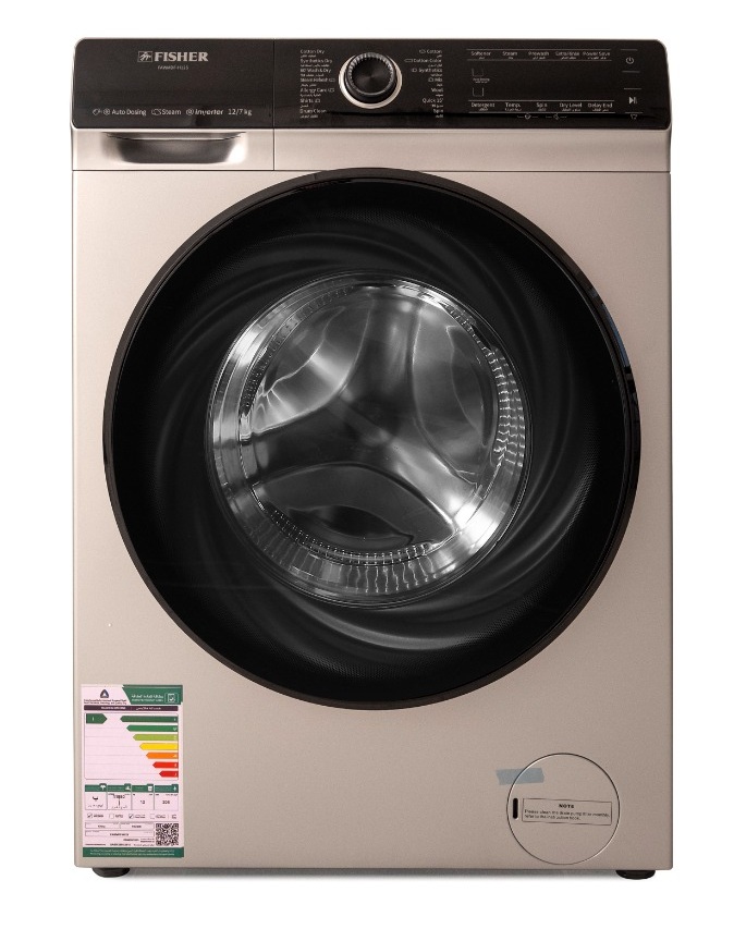 فيشر غسالة تحميل امامي 12 كيلو تجفيف 100% انفرتر فضي FAWMDF-H12S