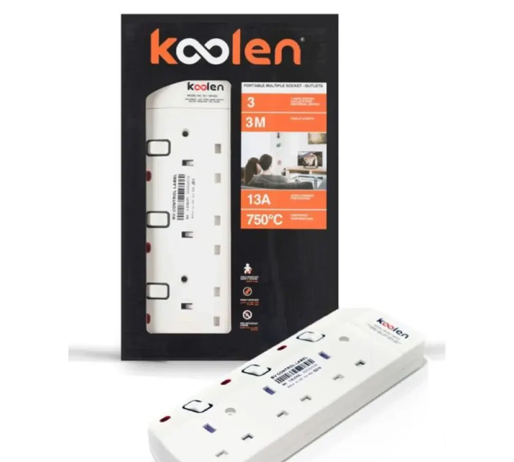 كولين وصلة كهربائية بمفاتيح فردية 3250 واط 5 مخارج سلك 3 متر مع يو اس بى 301100009