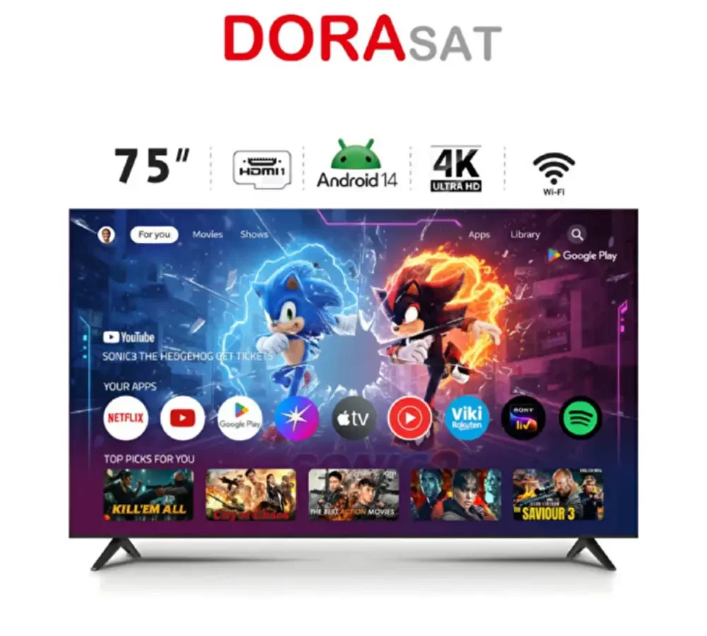 دورا سات شاشة 75 بوصة 4k سمارت ويب اوس DST75U