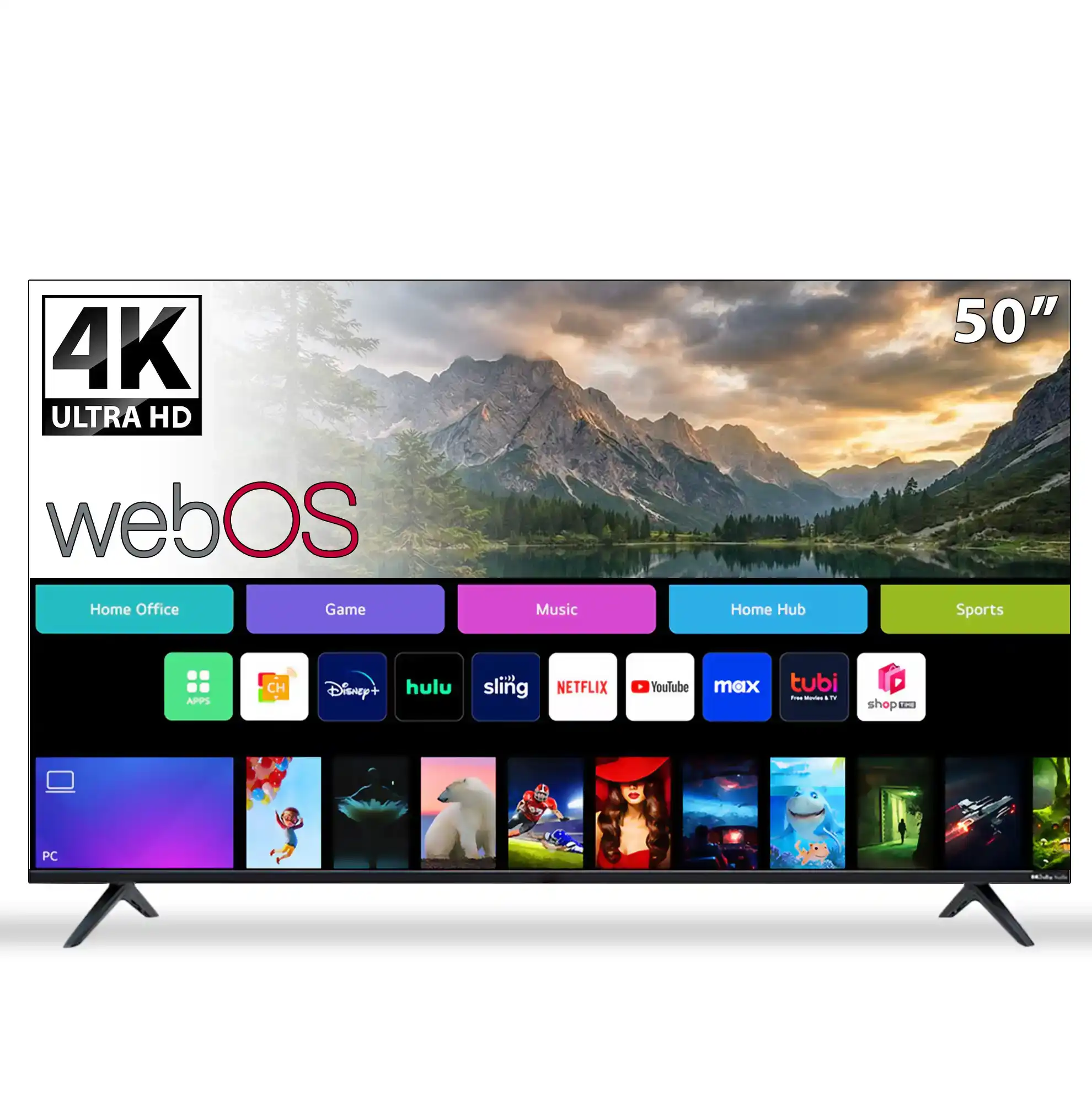 نادكو شاشة 50 بوصة سمارت بنظام تشغيل ويب اوس  4k مع ريموت كنترول حامل تلفزيون NC-50T