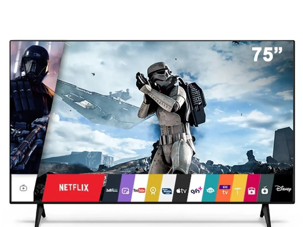 دانسات شاشه 75 بوصه QLED نظام جوجل 120 هرتز + حامل جدارى DTQ75U120HZ