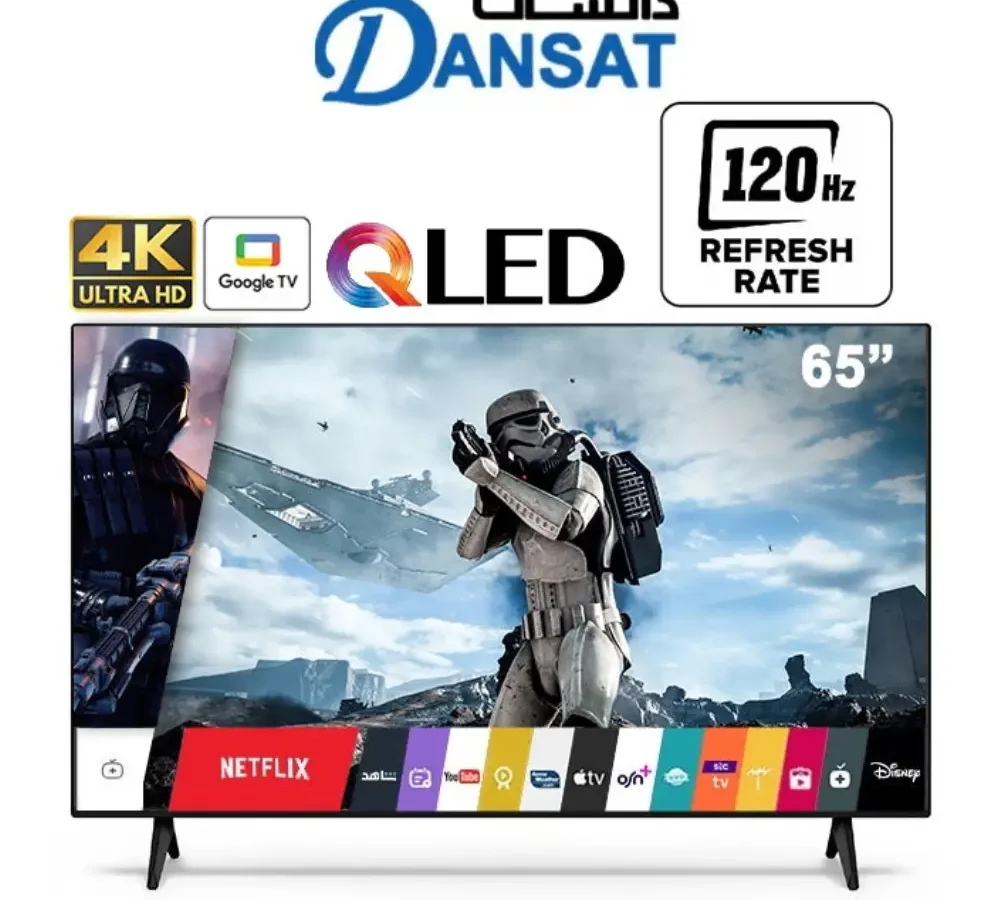 دانسات شاشه 65 بوصه QLED نظام جوجل 60 هرتز + حامل جدارى DTQ65U60HZ