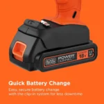 ⁦بلاك اند ديكر مثقاب لاسلكي 18 فولت 1.5 للخشب والبراغي/التثبيت برتقالي/أسود BCD001C1-GB⁩ - الصورة ⁦2⁩