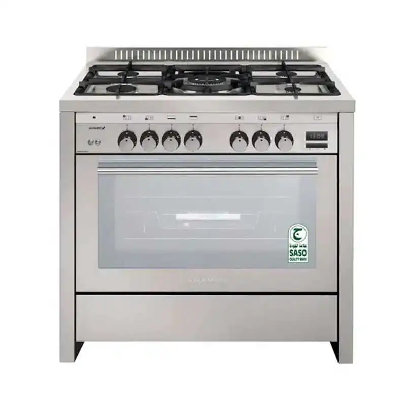 فرن جليم غاز، 60*90 سم، غاز 5 عين، إشعال ذاتي، متعدد الوظائف، مقلاة هوائية استيل - HT967GIFSMFAF