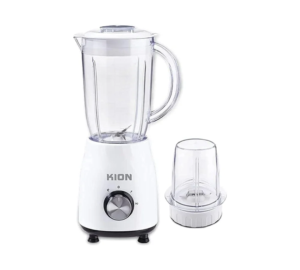 كيون خلاط أبيض 350 وات سعة 1.2 لتر جاك بلاستيك سرعتين + مطحنة KHR/5001