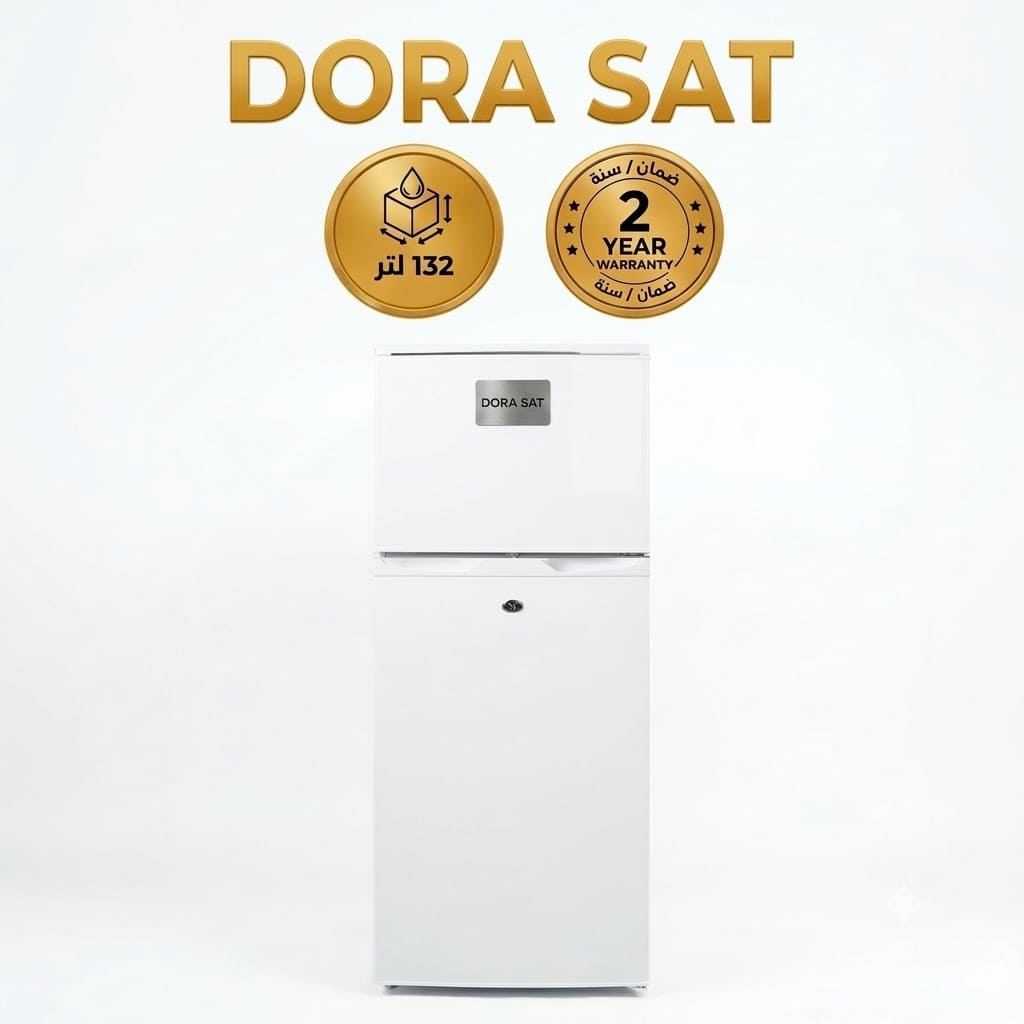 دورا سات ثلاجة ثلج بابين 4.7 قدم - 123 لتر ابيض - DS160DF