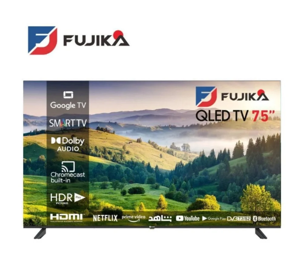 فوجيكا شاشة 75 بوصة سمارت كيوليد فوركيه اندرويد 15 اسود FJK-75KQG