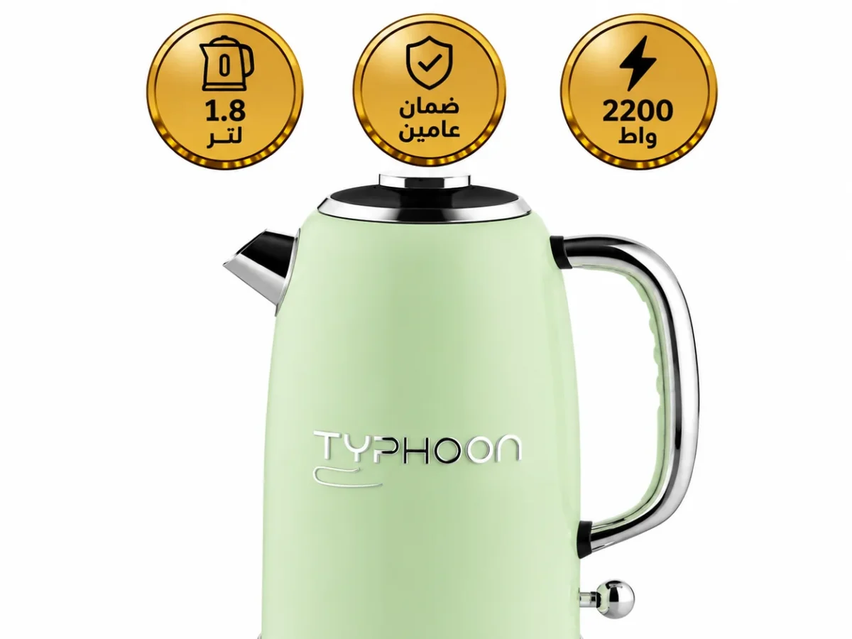 تايفون غلاية مياه كهربائية 2200 واط 1.8 لتر 304 استالس أخضر TY-01-001 G