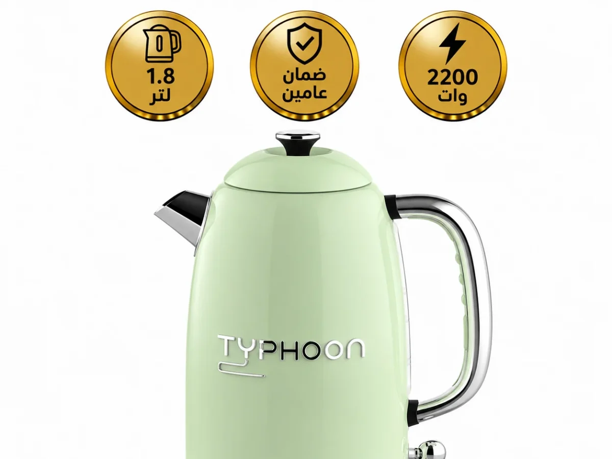 تايفون غلاية مياه كهربائية 2200 واط 1.8 لتر 304 استالس ديكور اخضر TY-01-002 G