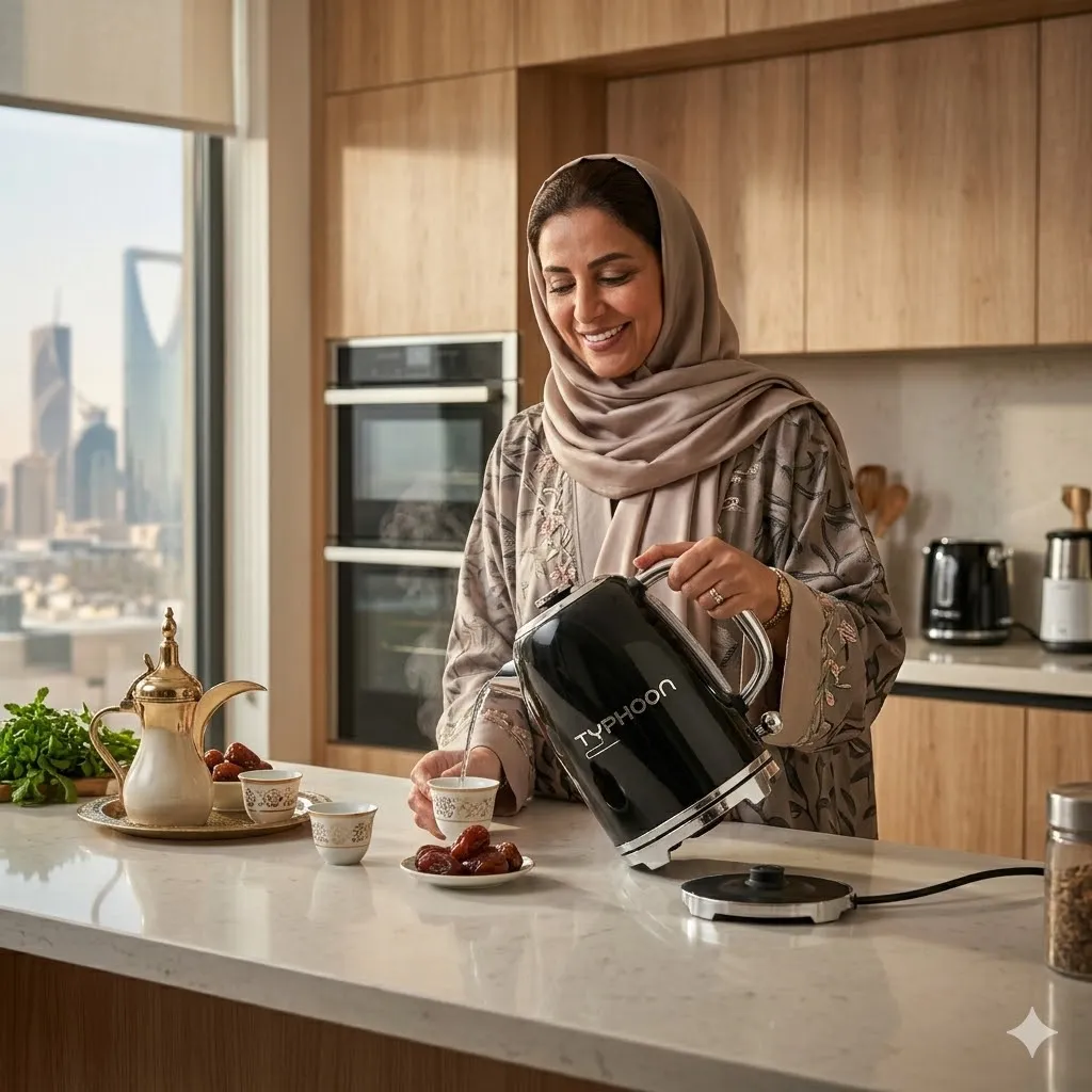 ⁦تايفون غلاية مياه كهربائية 2200 واط 1.8 لتر 304 استالس اسود TY-01-001 B⁩ - الصورة ⁦7⁩