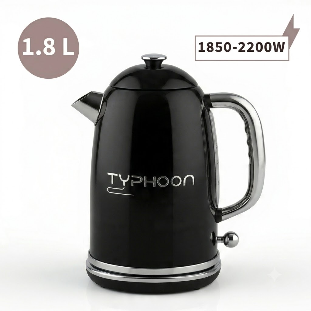 تايفون غلاية مياه كهربائية 2200 واط 1.8 لتر 304 استالس ديكور اسود TY-01-002 B