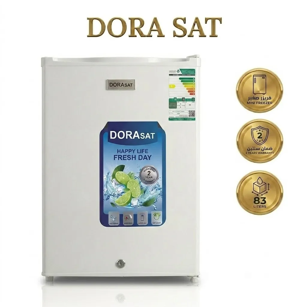 دورا سات ثلاجة باب واحد 2.9 قدم 83 لتر فريزر داخلى أبيض DS150SR