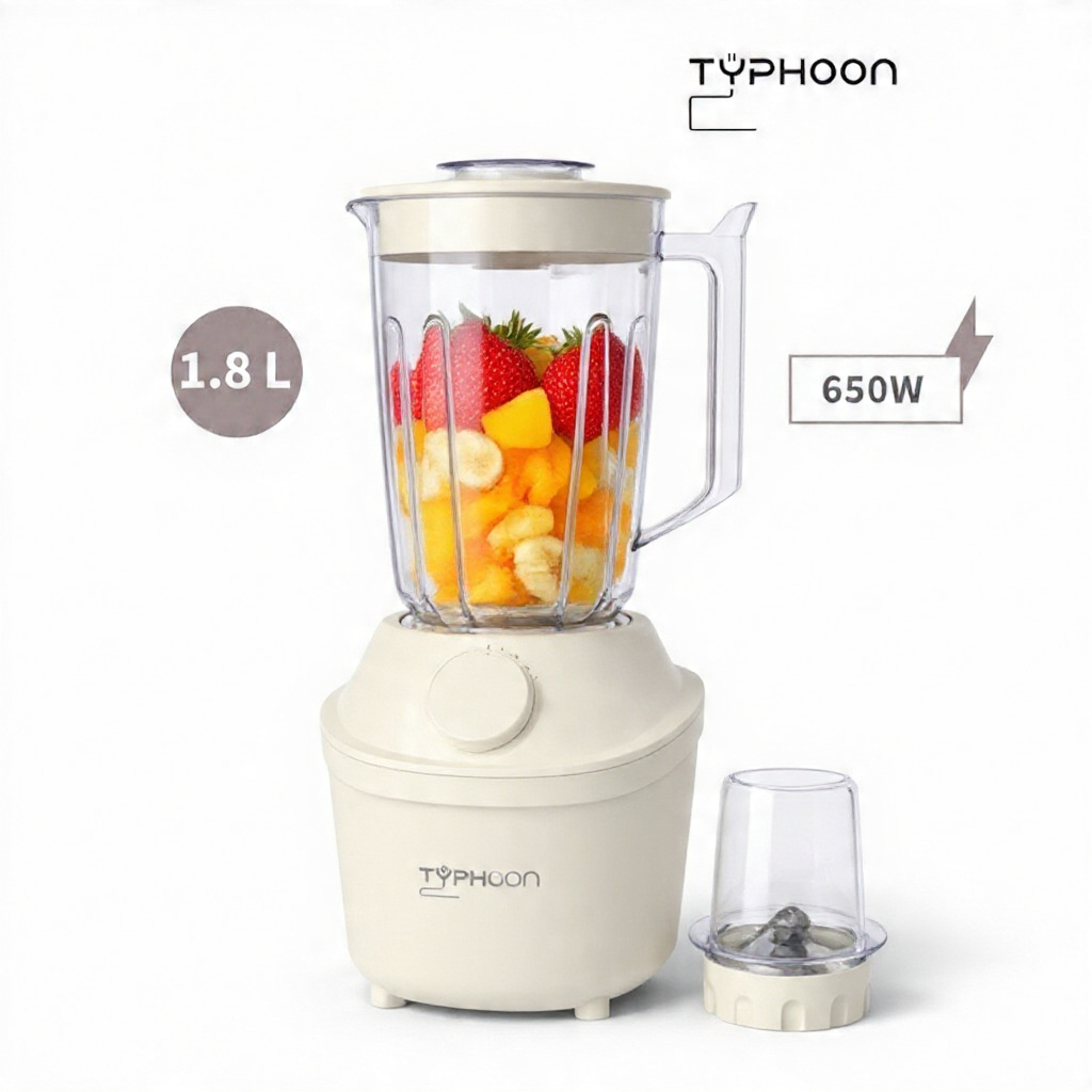 تايفون خلاط مع مطحنة 1.8 لتر 650 واط ابيض TY-02-001 W