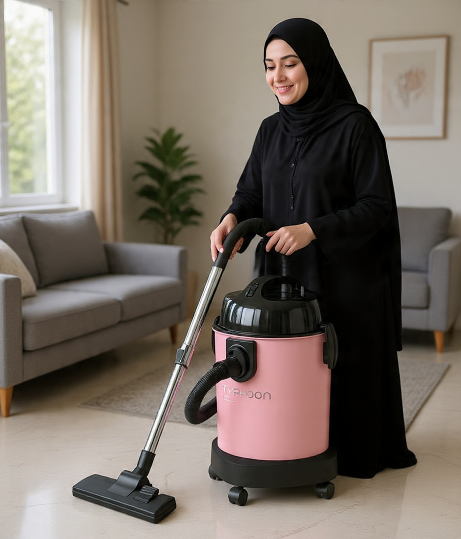 ⁦تايفون مكنسة كهربائية برميل 1600 واط 21 لتر جاف مع شفط مياه وردى TY-5-008 P⁩ - الصورة ⁦5⁩
