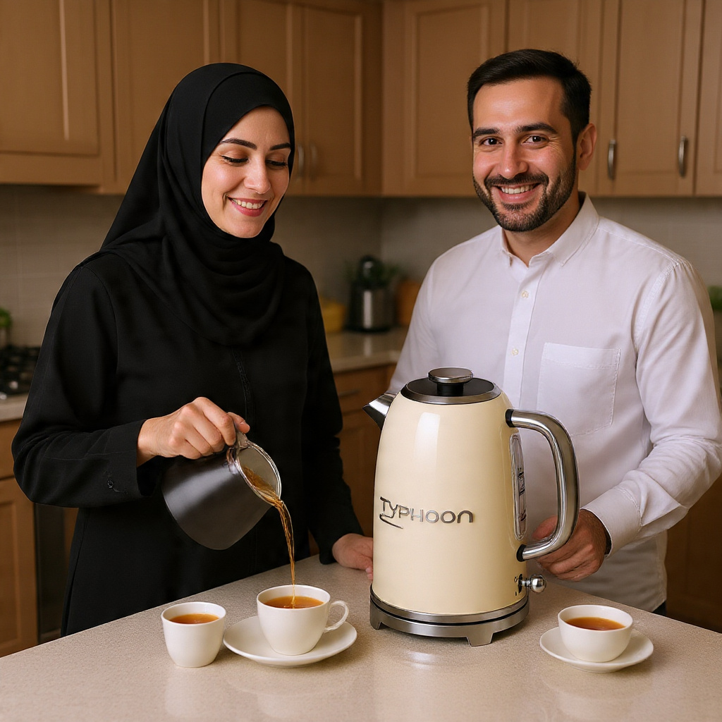 ⁦تايفون غلاية مياه كهربائية 2200 واط 1.8 لتر 304 استالس اوف وايت TY-01-001 OW⁩ - الصورة ⁦5⁩