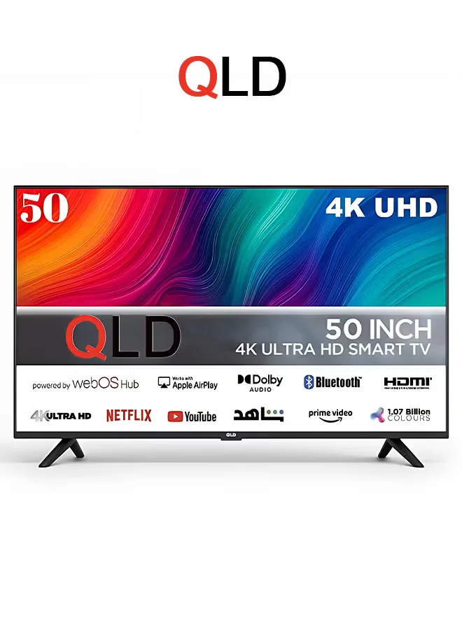 QLD تلفزيون 50 بوصة فريملس DLED 4K UHD، شاشة ذكية Smart TV، نظام webOS Hub، ريموت ماجيك موديل QLDT-50S4KW1