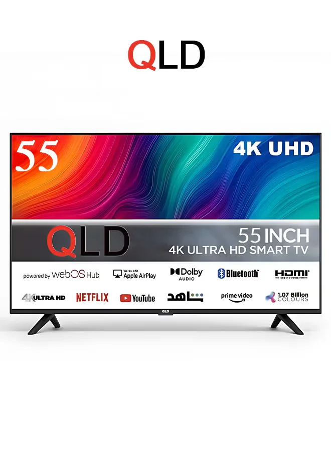 45f8b9ad-969a-42a2-addb-0d54274808bb شاشة سمارت - 55 بوصة - ويب اس - LED - 4K UHD - بدون إطار - 2 ريموت كنترول -QLDT-55S4KW1 - الصورة 1