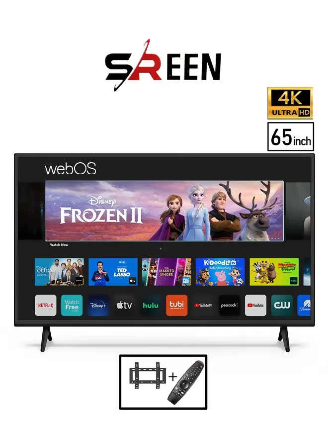 65 شاشة LED ذكية بدون إطار - 4K Smart - نظام تشغيل Web Os مع جهاز تحكم سحري - حامل جداري مجانا - SET-65S4KW1
