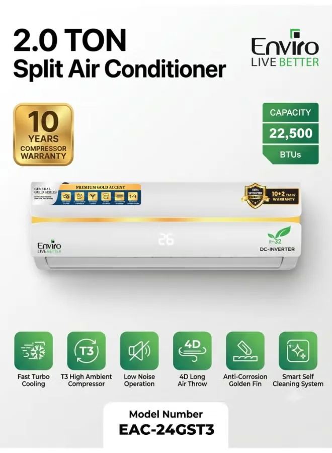 مكيف هواء سبليت Enviro بقوة 22500 وحدة حرارية بريطانية (تبريد فقط) – EAC-24GST3
