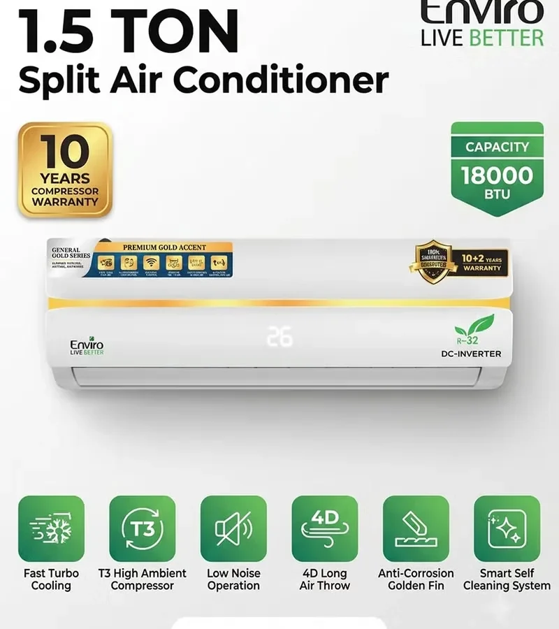 مكيف هواء سبليت Enviro بقوة 18,000 وحدة حرارية بريطانية (تبريد فقط) – EAC-18GST3