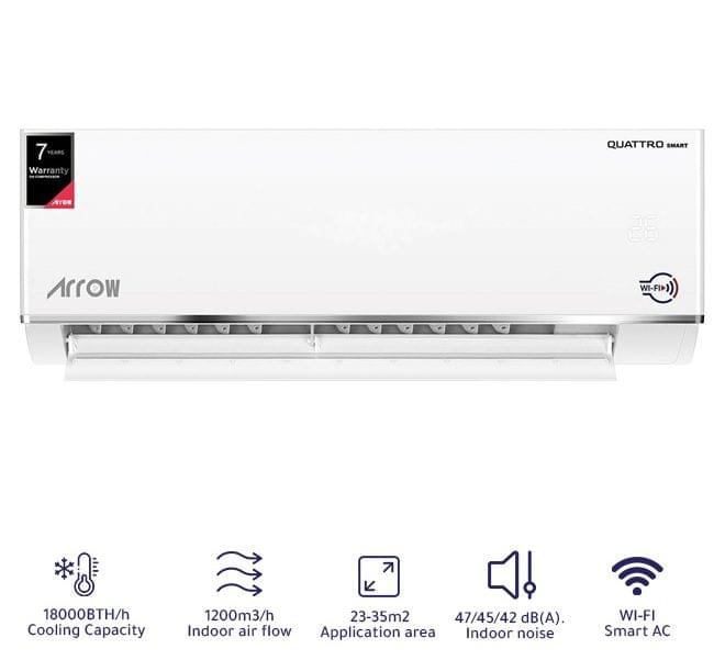 ARROW-18000-BTU-Smart-AC-Cooling-Only-WiFi-White-RO-18SHC-S.jpg ارو مكيف سبليت سمارت بقوة ١٨٠٠٠ بي تي يو مع تبريد تربو وواي فاي وريموت كنترول RO-18SHC-S - الصورة 1