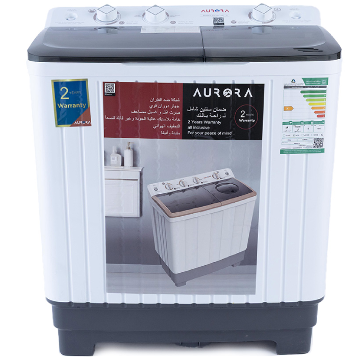⁦اورورا غسالة حوضين 5 كيلو ابيض AR-06TTH⁩ - الصورة ⁦1⁩