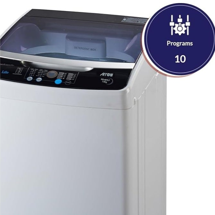 ⁦ارو غسالة ومجفف تحميل علوى 7 كيلو 10 برنامج سلفر فاتح RO-08TLT⁩ - الصورة ⁦3⁩