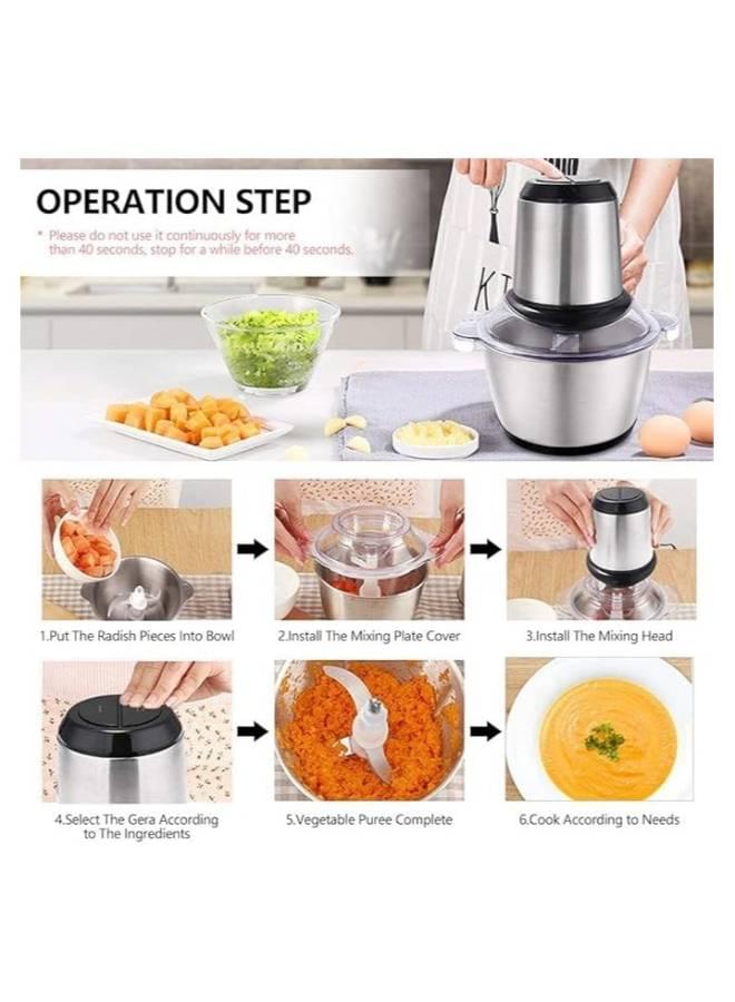 ⁦كولين قطاعة خضروات ولحوم 500 واط وعاء ستانلس 3 لتر ستيل 801109010⁩ - الصورة ⁦3⁩