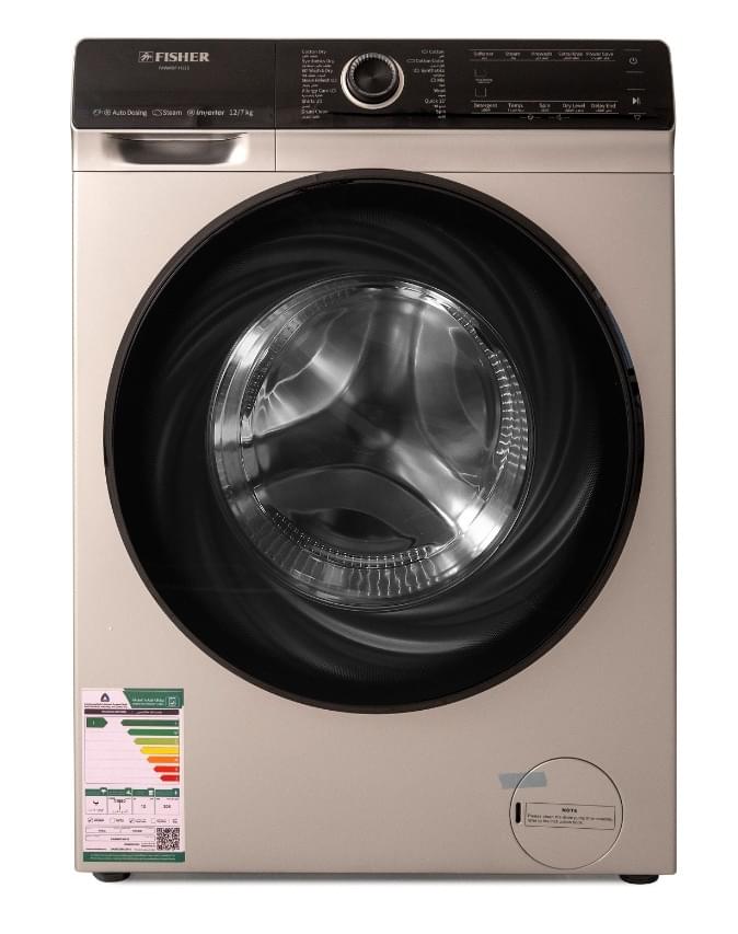 فيشر غسالة تحميل امامي 12 كيلو تجفيف 100% انفرتر فضي FAWMDF-H12S