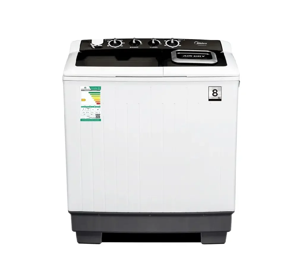 ميديا غسالة حوضين شبه أوتوماتيك 8 كجم أبيض موديل TW80ADN1