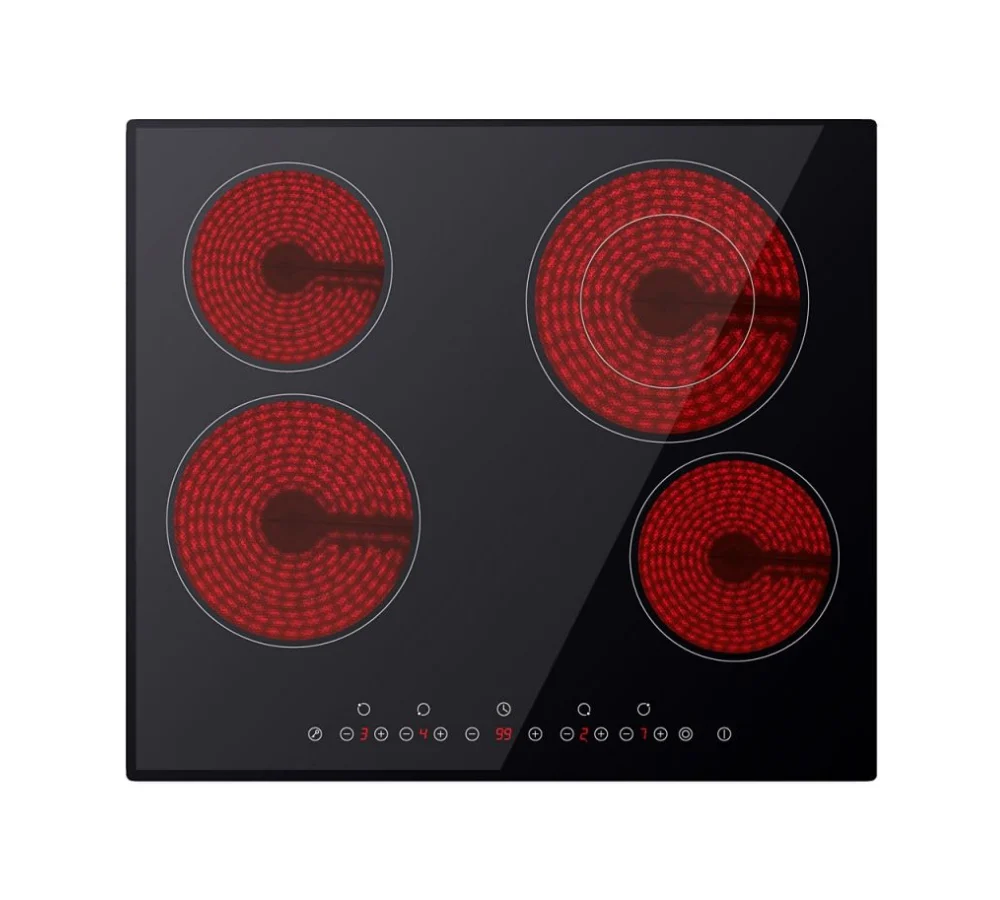 ميديا سطح بلت ان - سيراميك, كهرباء 4 عين - 60 سم - 9 مستويات للحرارة - أسود -MCHF645